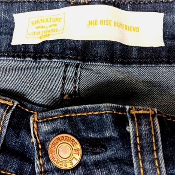 Levi Signature Jean Boyfriend Low Rise Straight Western W4 27x24 Dark Wash Blue - Picture 3 of 11